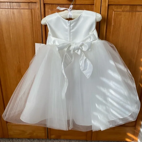 Satin and Tulle Flower Girl Dress with Rhinestone belt